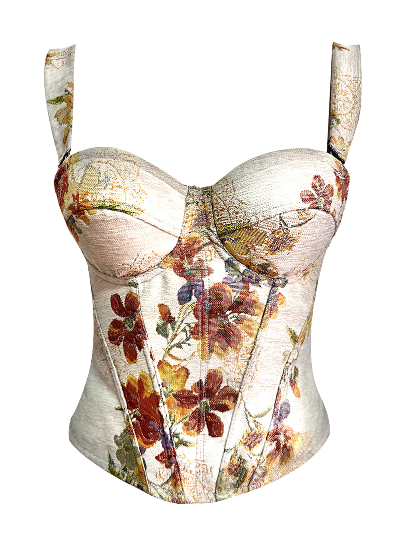 2026 Floral Tapestry Corset Top - Vintage Fishbone Slimming Shapewear